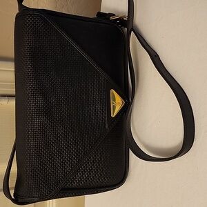 YSL Vintage Woven Shoulder bag crossbody  flap black